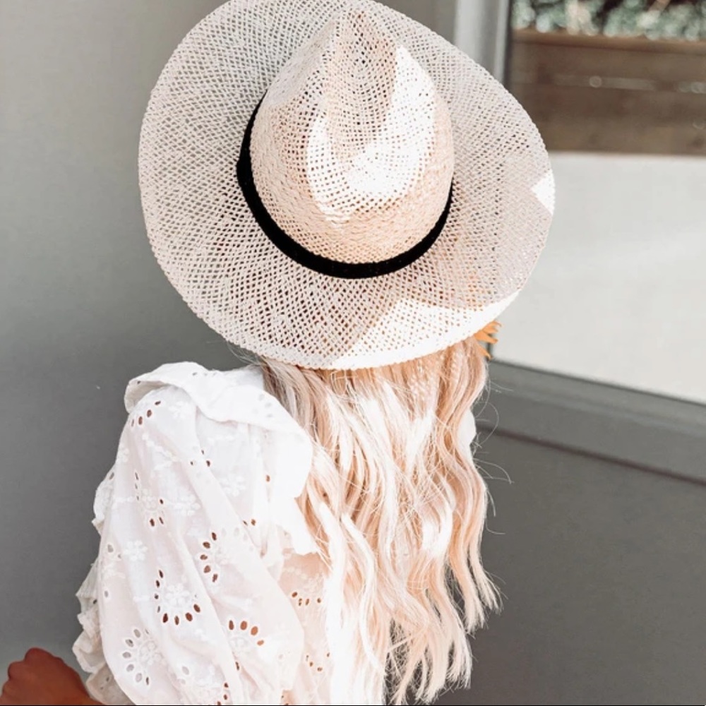 Vici Cream and Black Woven Hat